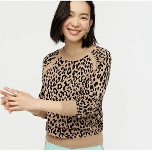 J. Crew Boyfriend crewneck sweater in leopard-print Re-Imagined Wool